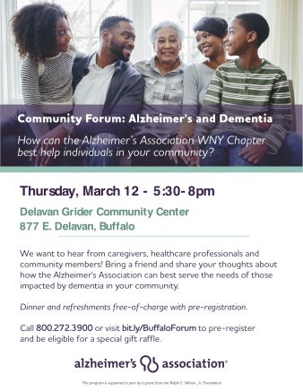 Care consultants from the Alzheimer’s Association will be available for questions and answers, and to provide information about all the programs and services offered by the Chapter