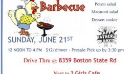 The Boston Lions Club will host their annual Father’s Day Chicken Barbecue from noon to 4 p.m. Sunday, June 21.