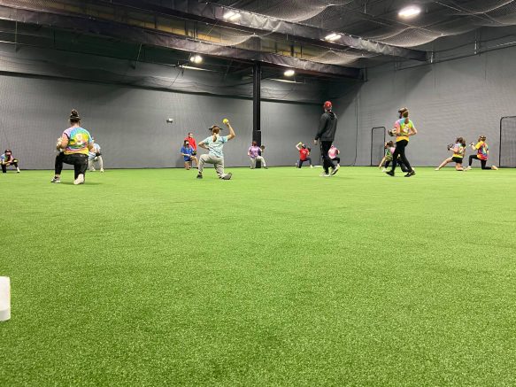 In addition to hosting practices, training sessions and a wide variety of activities, the turf-lined facility will also feature batting cages and a HitTrax hitting simulator.