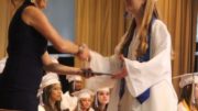 Natalie Radwan of West Seneca receives her diploma from Head of School Michele Melligan.