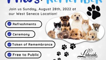 Lakeside Memorial Funeral Home will hold a pet remembrance ceremony.